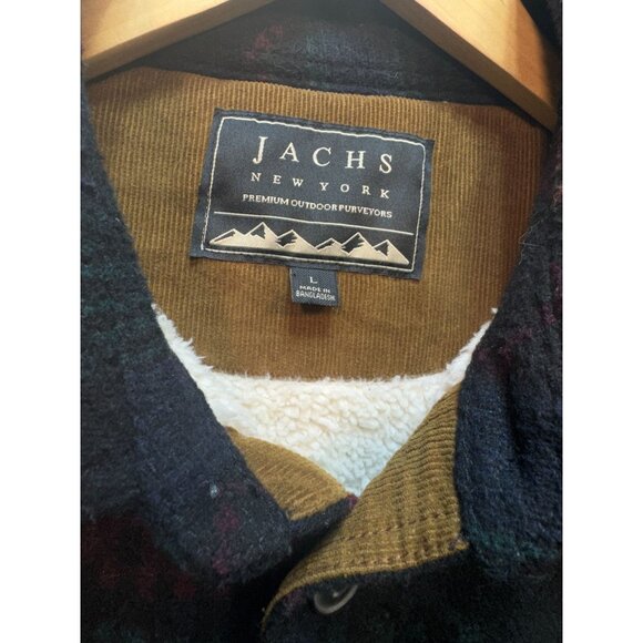 Jachs Mens Wool Sherpa Lined Flannel Shirt Jacket Long Sleeve Size L Multi Aztec - Picture 13 of 16